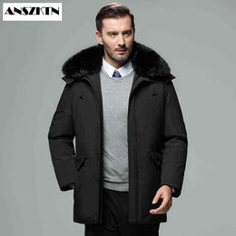 ANSZKTN new bright face down jacket for the elderly men's middle and long aged father's warm coat for mid age man's coat Y1103