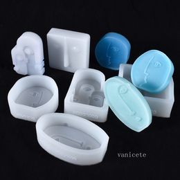 Craft Tools Irregular abstract face DIY manual candle mould aromatherapy gypsum manual silicone soap Moulds decoration resin mould9346