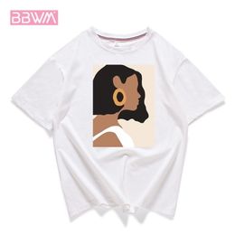 Round Neck Short Sleeve Loose Harajuku Avatar Print Chic Women's T-shirt Summer Korean Version 95% Cotton Stretch Female Tops 210623