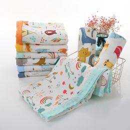 Printed Bath Towel Infant Swaddling Cloth Baby Blanket Four layers of bamboo Fibre Wrapper Cartoon Newborn Stroller Covers 110*120cm WMQ736