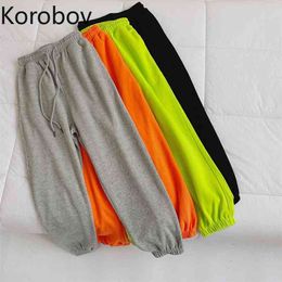 Korobov Women Casual Sweatpants New Chic Korean High Waist Solid Women Trousers Preppy Style Streetwear Harem Pants 210430