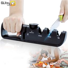 Knife Sharpener 4 Stages Manual Scissors Sharpening Stone Adjustable Angle Button Whetstone Tungsten Diamond Ceramic Grinder 210615