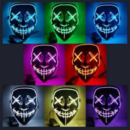 -Halloween-Maske LED leuchten lustige Masken Rave-Spielzeug das Purge-Wahljahr Tolles Festival Cosplay-Kostüm liefert Party-Masken