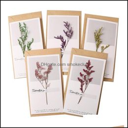 Greeting Event Festive Party Supplies Home & Gardengreeting Cards Diy Flowers Invitation Card Dried Fathers Day Handwritten Blessing Thanksg