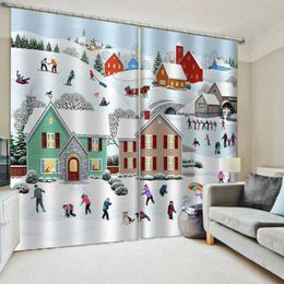 Curtain & Drapes 2021 Blackout 3D Snow Landscape Playing Living Room Bedroom Window Curtains Decoration