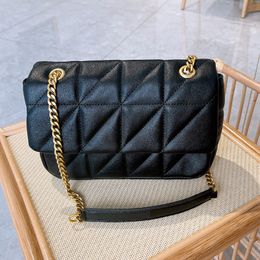 2021 high quality pu leather shoulder bags women black fashion chain designer handbag hot ladies purse classic womens luxury crossbody bag 24cm
