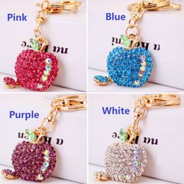 Lovely Rhinestone Crystal small apple Keychain Keyring Pendant small apple Key Chain Ring Holder Alloy Keychains Gift Unisex