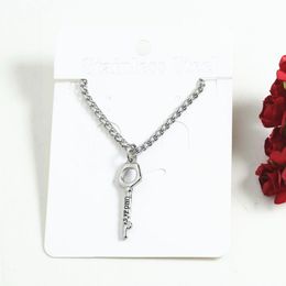 Fashion Women Men Silver Color Gold Stainless Steel Hollow Lock Key UNO de50 Chain Pendants Neckalce Jewelry