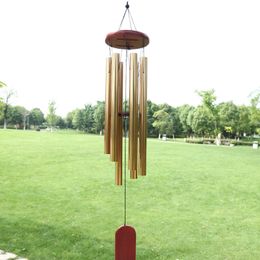 Grace Deep Resonant Antique Metal Wooden 6 Tube Windchime Chapel Bells Wind Chimes Home Ornament Handicraft Gift DH8587