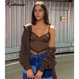 Rockmore Sexy Lace Women Tank Top Y2K Aesthetic Crop Camis Casual Streetwear Spaghetti Straps Tee Tops Clothes New Trendy Egirl 210407