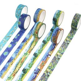 Gift Wrap 10pcs/lot E2059 Cartoon Vangogh Oil Painting DIY Scrapbooking Adhesive Washi Paper Tape Decorate Print Pattern Sticker Decal