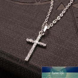 Female Cross Pendants dropshipping Gold Black Colour Crystal Jesus Cross Pendant Necklace Jewellery For Men/Women