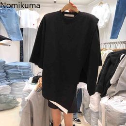 Nomikuma Woman Tshirts Korean Causal Split Graphic T Shirts Short Sleeve O-neck Tees Spring Summer Pullover T Shirt 6F658 210427