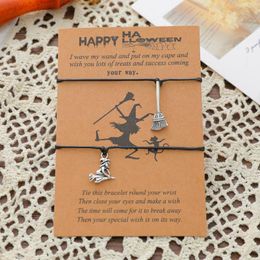 Braccialetti fascino divertente danza da stregone braccialetto scopa coppia fatte per bambini gioielli di halloween regalo all'ingrosso ragazza all'ingrosso