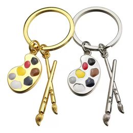 3d Artist Paint Colour Palette Key Ring Brush Painter Charm Keychain Bag Hanging Student Fashion Jewellery Graduation Gift