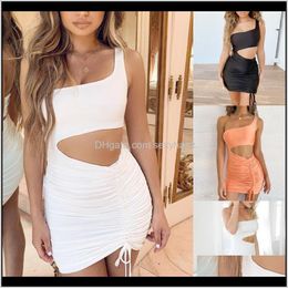 Swimwear Clothing Apparel Drop Delivery 2021 Fashion Dresses Womens Casual Strapless Sexy Laceup Cutout Lady Dress Creative Irregular Slim Dr