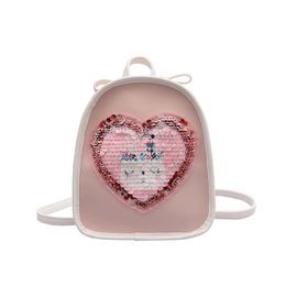 Women Heart Pattern Glitter Sequins bag Small Cute Schoolbag For Teenage Girls Backpack kids Cartoon Shoulder Bag