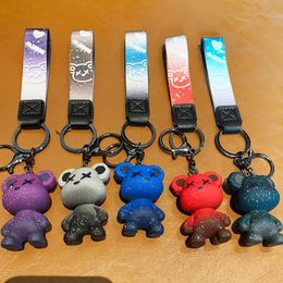 cartoon Colourful chameleon bear women men keychains phone bag pendant car ornament charms children couple birthday gift toys