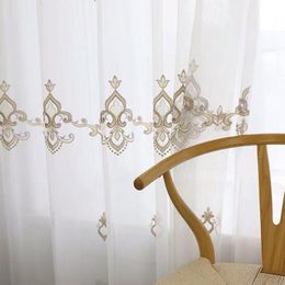 Curtain & Drapes Jane European Small Fresh White Embroidered Window Screen For Living Room Curtains Set And Bedroom
