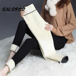 SALSPOR Winter Warm Pants Black Autumn Woman Leggings Keep S-2XL Sexy Female Clothing Plus Velvet Thick Legging 211215