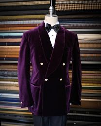 Men's Suits & Blazers (Jacket+Pants) Autumn Purple Business 2 Piece Groom Tuxedos For Wedding Formal Prom Suit Party Evening Blazer Custom M