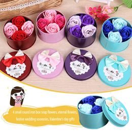 4pcs Soap Flowers Scented Rose Flower Soap Portable Solid Perfume Fragrances for Body Bath Romantic Valentine Day Wedding Gift