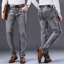 Brand Men Spring Autumn Regular Fit Jeans Business Casual Stretch More Colours 211111