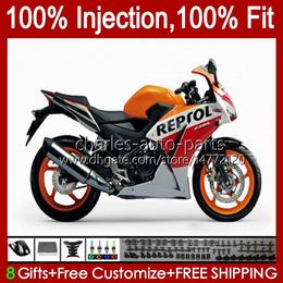 Repsol White Injection Mould For HONDA CBR-250 CBR 250R 250 CBR250 R CC 2011 2012 2013 2014 2015 Body 58No.66 250CC CBR250R MC41 11 12 13 14 15 CBR-250R 11-15 OEM Fairing Kit