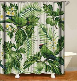 Shower Curtains Green Tropical Plants Curtain Natural Plant Leaf Modern Bathroom Leaves Printing Polyester Waterproof With Hooks