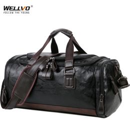 Men Quality Leather Travel Bags Carry on Luggage Duffel Handbag Casual Travelling Tote Large Weekend XA631ZC 211118