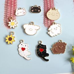 20pcs Cute Mix Enamel Cat Charms DIY Jewellery Making Animal Charms Pendants for Necklace Earrings Accessories