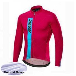 MAVIC Team Mens Winter thermal Fleece Cycling Jersey Long Sleeve Racing Shirts MTB Bicycle Tops Bike Uniform Outdoor Sportswea S21042976