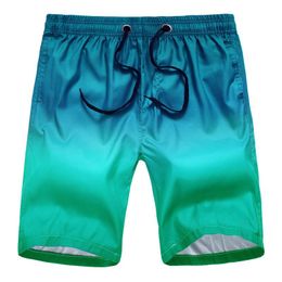 Beach Shorts Men Swim Summer Board Gradient Plus Size Surfing Elastic Quick Dry Beachwear Swimsuit Pants L-4XL Men's