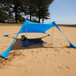 Shade 3-4 People Beach Tent Sun Set Portable Outdoor Shading Awning With Sandbags Lycra Fabric Shelters Camping
