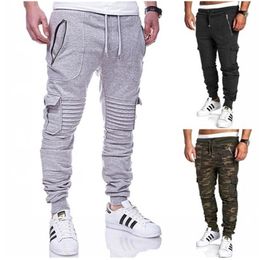 Camo Joggers Men Cargo Pants Mens Military Black / Camouflage Pants Pantaloni cargo da uomo in puro cotone con tasche BM305 X0621