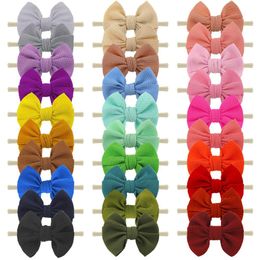 30 Colours Newborn Baby Bow Headbands Solid Colour Sweet Cute Hairbands For Kids Girls Headwrap Hair Accessories INS