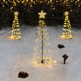 Christmas Decorations Solar Powered LED Tree Lawn Light Fairy Outdoor Garden Lamp Yard Path Landscape Decoration Lighting Xmas Unique Orname