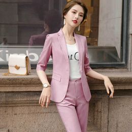 women's suits for spring and summer Stylish temperament slim ladies blazer jacket feminine Casual cropped pants 210527