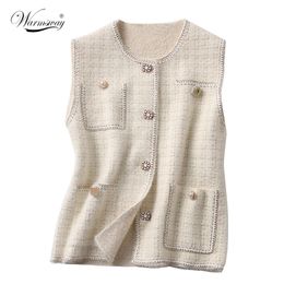 Spring Women Vest Faux Mink Fur Luxurious Single-Breasted Waistcoat Knitted Sweater Vest Sleeveless Oversized Jacket C-260 210817