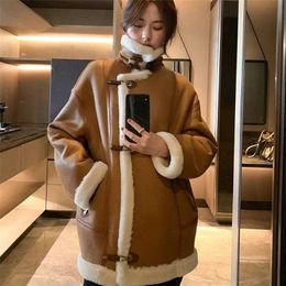 Women Coat Winter Arrival Regular Length Natural Real Sheep Fur Jacket Thick Warm Turn-Down Collar Clothes 211124