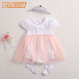 Fashion Brand Toddler Girls Rompers Sweet born Baby Girl Lace Princess Romper Dress Summer Clothes 210429