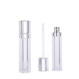 Wholesale Custom Packaging Lip Gloss Tube Square silver 8ml Clear Plastic Bulk Empty Transparent Acrylic Bottle Container