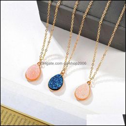 Pendant Necklaces & Pendants Jewellery 2021 Fashion Gold Teardrop Resin Druzy Necklace For Women Statement Stone Choker Wholesale Drop Deliver