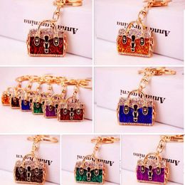 Fashion woman handbag Keychain Metal Key Ring Rhinestone Crystal handbag Keychain Gift Keyring Unisex