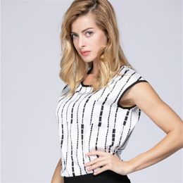 summer sleeveless chiffon women blouse shirt geometric striped women's clothing plus size 5XL tops blusas D733 30 210506