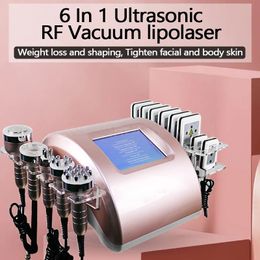6 IN 1 Vacuum Ultrasonic Cavitation RF Liposuction Slimming Machine Cellulite Reduction Weight Loss Radio Frequency Body Shape Lipolaser Beauty Equipment For Spa