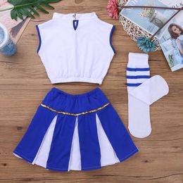 Children Kids Girls Cheerleader Costume School Cheer Outfit for Carnival Party Halloween Cosplay Dress Up Clothes Y0913