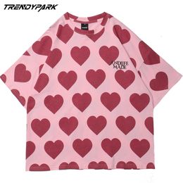 Men Women Fashion T Shirt Many Hearts Printed Summer Harajuku Cotton Oversized Short Sleeve Streetwear T-Shirt Tops Tee 210601