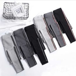 Spring Summer Cotton Leggings Women High Waist Side Stripes Sporting Fitness Leggings Pants Slim Leggings High Quality 211014