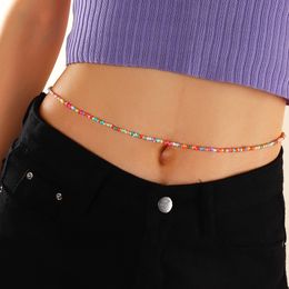 S2356 Bohemian Fashion Jewelry Handmade Colorful Belly Chain Bikini Beads Belt Beaded Thin Body Waist Chains